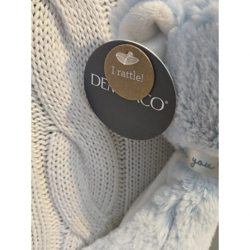 DEMDAKO Sweet Boy‎ Blue Bear Security Blanket Lovey Rattle Plush Baby NEW